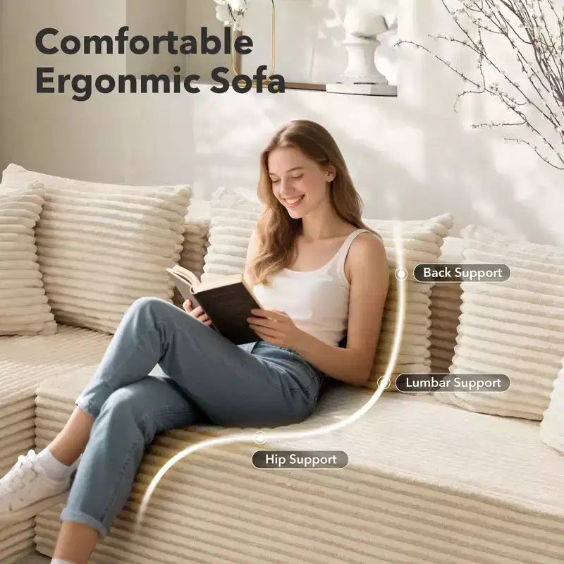 106-Inch l-Shaped Sectional Sofa, with Chaise, Modern Modular Cloud Couch, Sectional Couch, Deep Seat Upholstered Furniture,No Tools Assembly Required