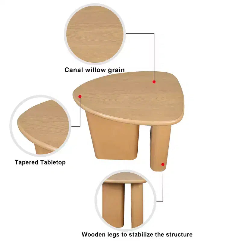 Wooden End Table, Tapered Tabletop Small Side Table, Simple Coffee Tea Table for Living Room, Bedroom, Sofa, Household Accent Table