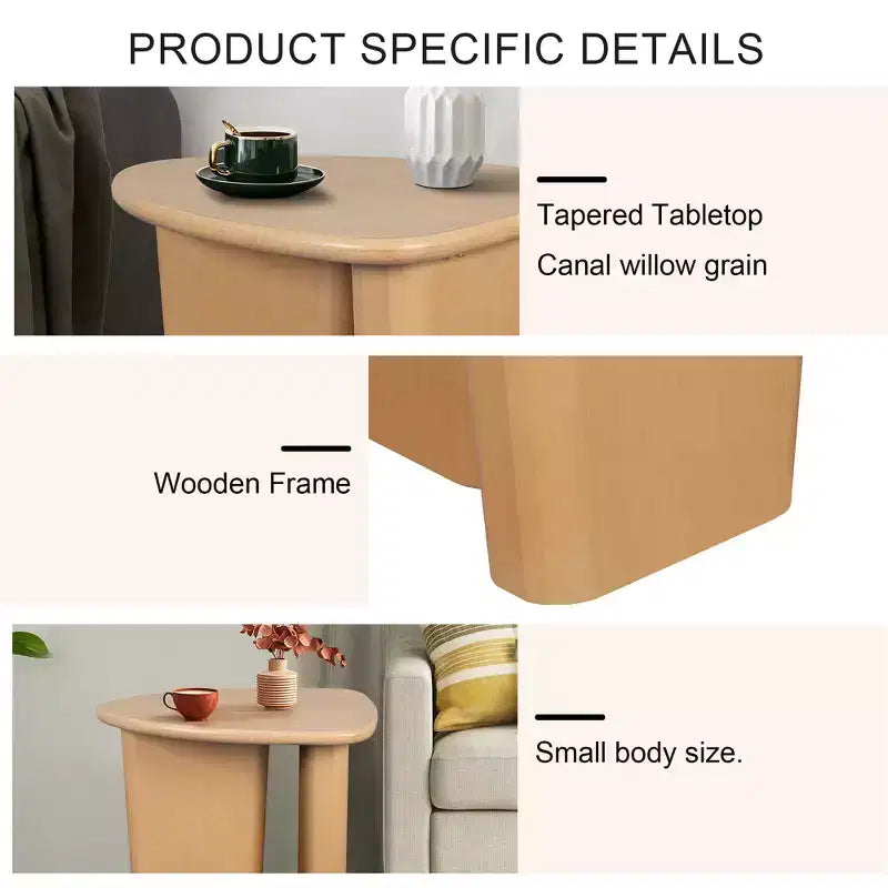 Wooden End Table, Tapered Tabletop Small Side Table, Simple Coffee Tea Table for Living Room, Bedroom, Sofa, Household Accent Table