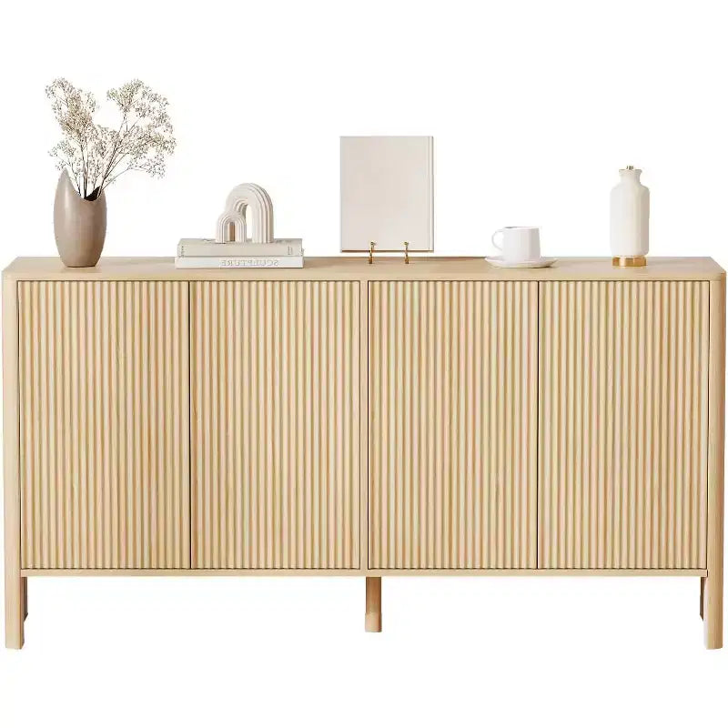 58 Sideboard Buffet Cabinet with Storage,Farmhouse Fluted Coffee Bar Cabinet for Dining Room,Living Room,Curved Design Modern Wood Console Table