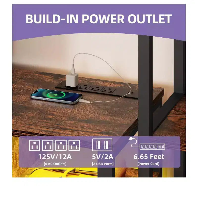 TV Stand for TVs up to 65 inch, LED Entertainment Center with 2 Bookshelf & Power Outlet,Farmhouse TV Console Cabinet with Fabric Drawer