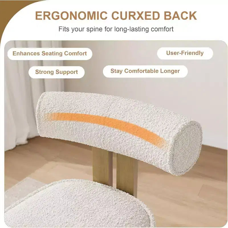Upholstered Dining Chairs, Modern Chairs with Ergonomic Curved Back, Kitchen Chairs with Wood Legs for Dining Room, Living Room