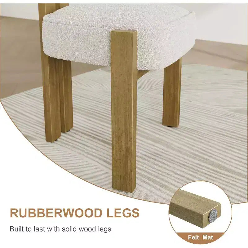 Upholstered Dining Chairs, Modern Chairs with Ergonomic Curved Back, Kitchen Chairs with Wood Legs for Dining Room, Living Room