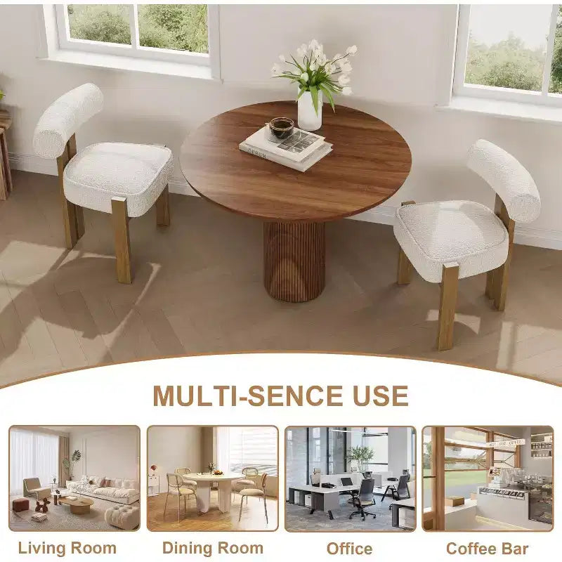 Upholstered Dining Chairs, Modern Chairs with Ergonomic Curved Back, Kitchen Chairs with Wood Legs for Dining Room, Living Room