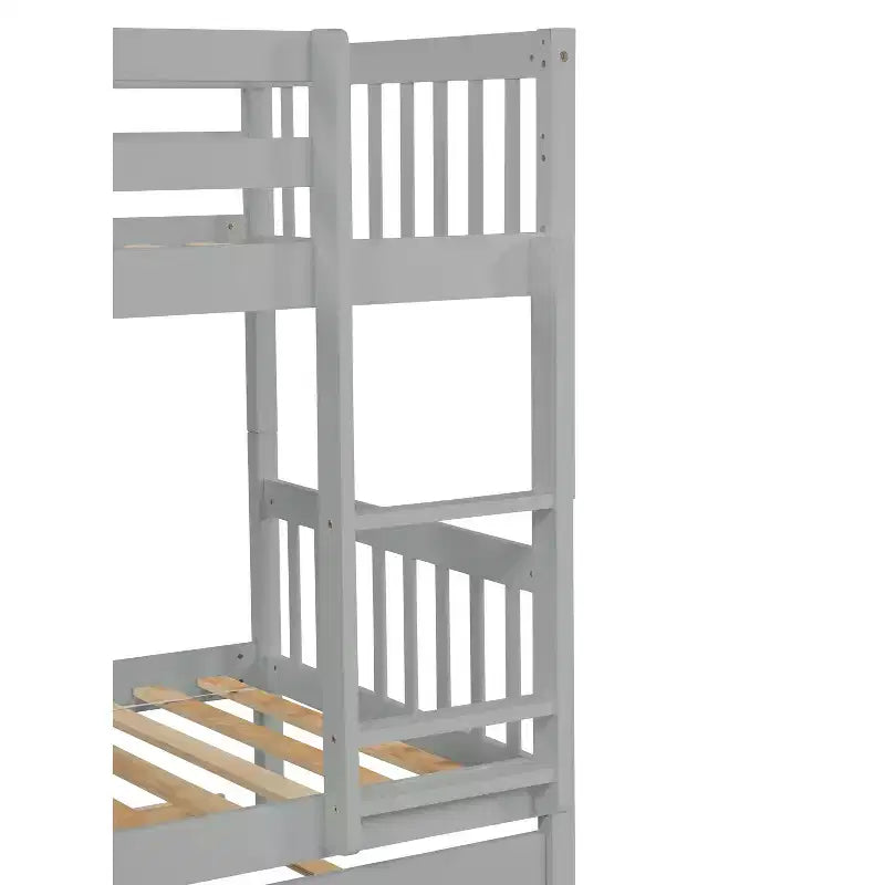 Luxystar Twin Over Twin Modern Wood Bunk Bed with Trundle, Convertible into 2 Beds