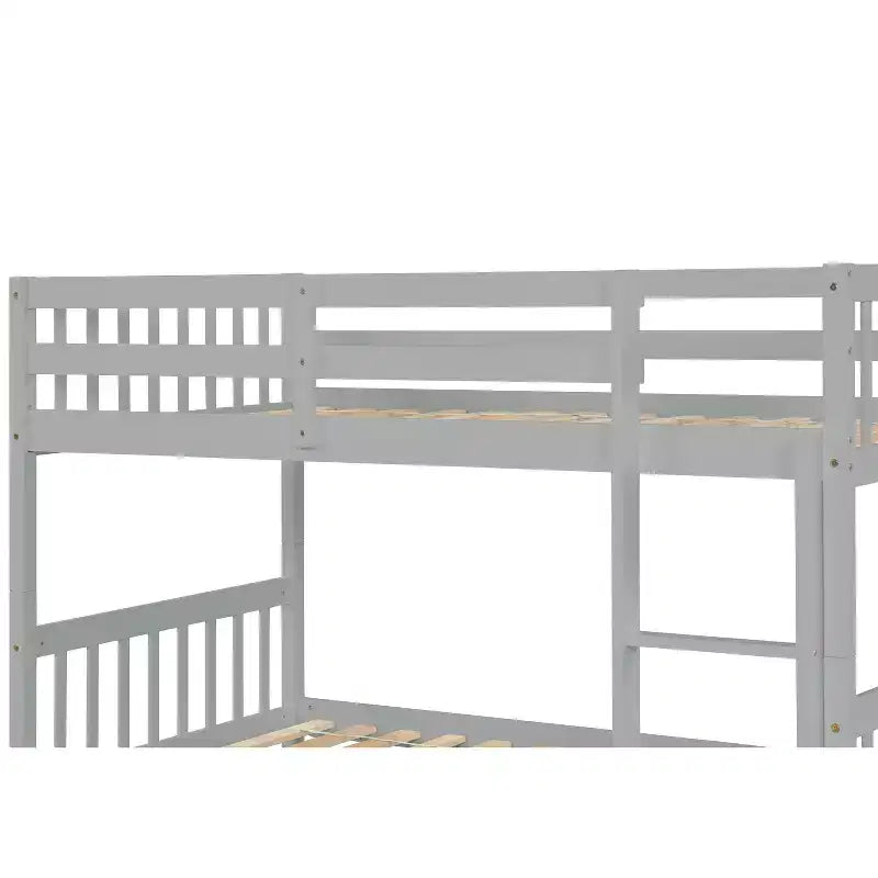 Luxystar Twin Over Twin Modern Wood Bunk Bed with Trundle, Convertible into 2 Beds