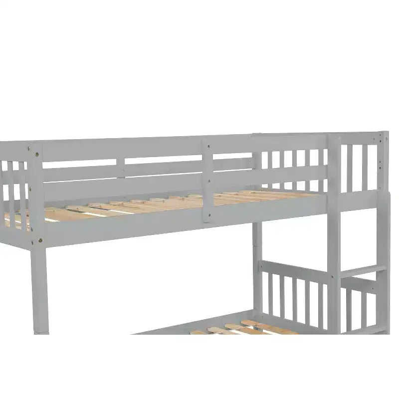 Luxystar Twin Over Twin Modern Wood Bunk Bed with Trundle, Convertible into 2 Beds