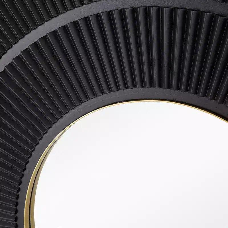 40 x 40 Inch Square Carved Wall Mirror with Pleated Design and Gold Iron Frame