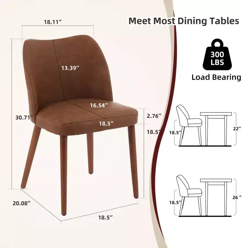 Set di 6 sedie da pranzo con schienale ad ala, schienale alto rivestito in lino con gambe in legno