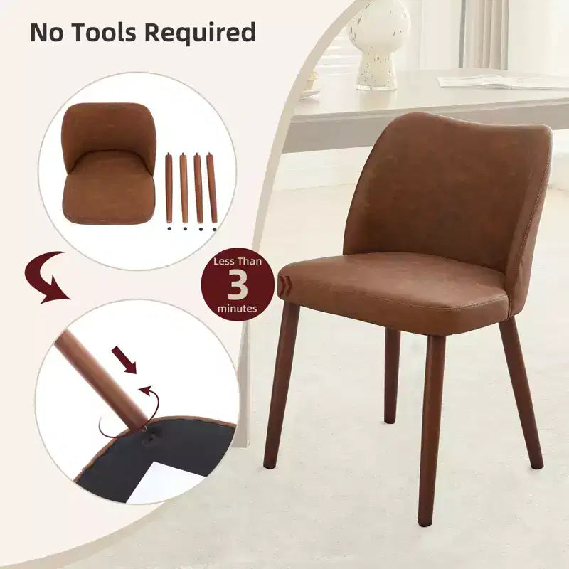 Set di 6 sedie da pranzo con schienale ad ala, schienale alto rivestito in lino con gambe in legno