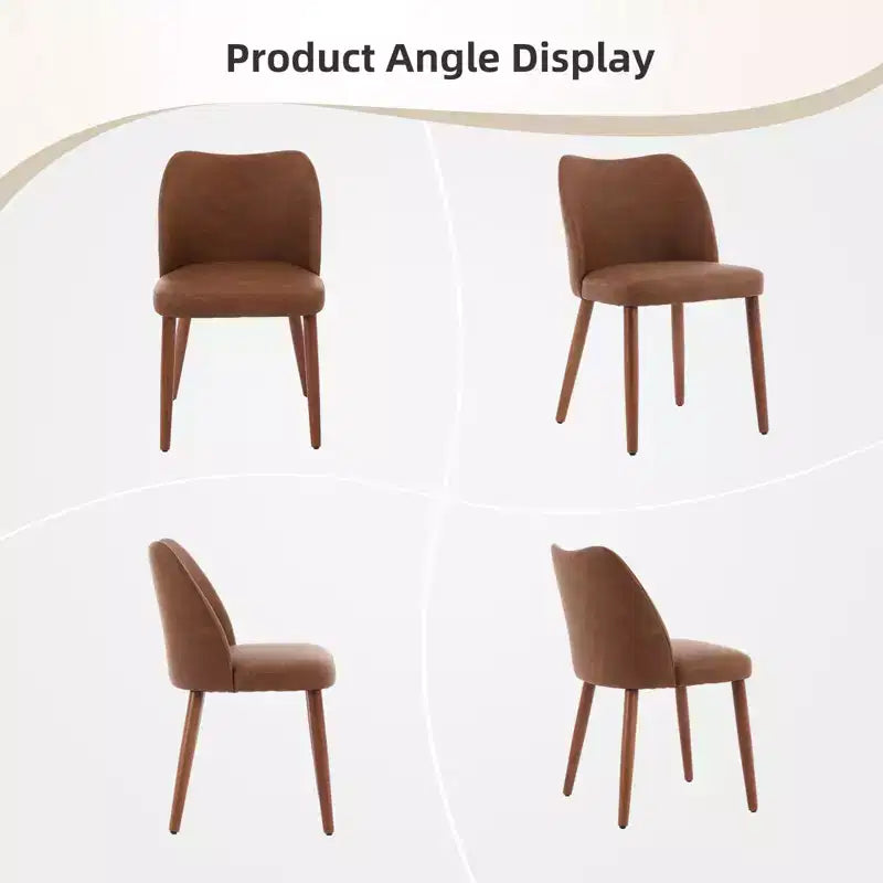 Set di 6 sedie da pranzo con schienale ad ala, schienale alto rivestito in lino con gambe in legno