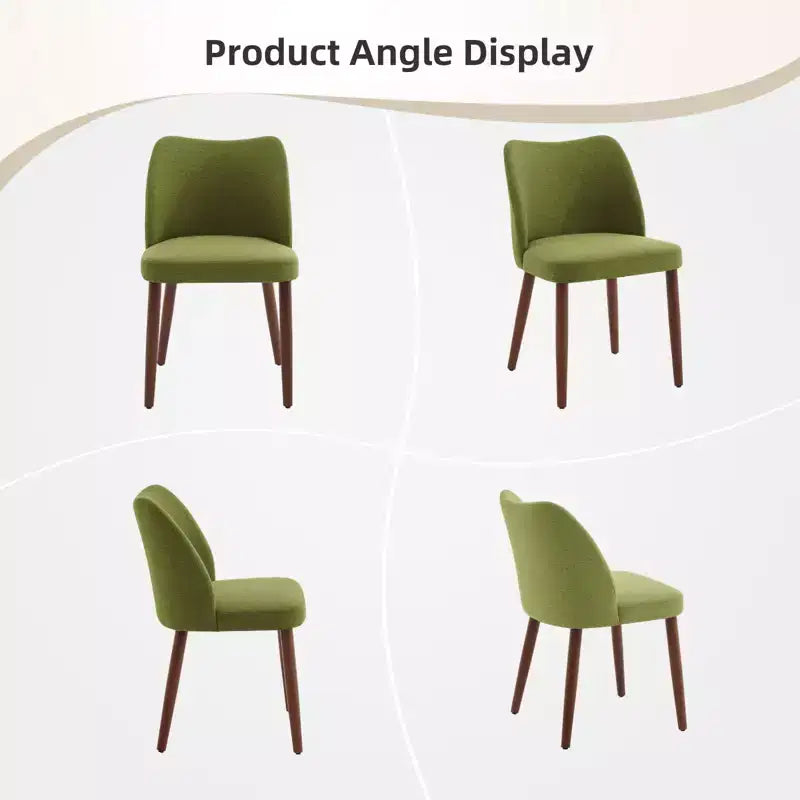 Set di 6 sedie da pranzo con schienale ad ala, schienale alto rivestito in lino con gambe in legno