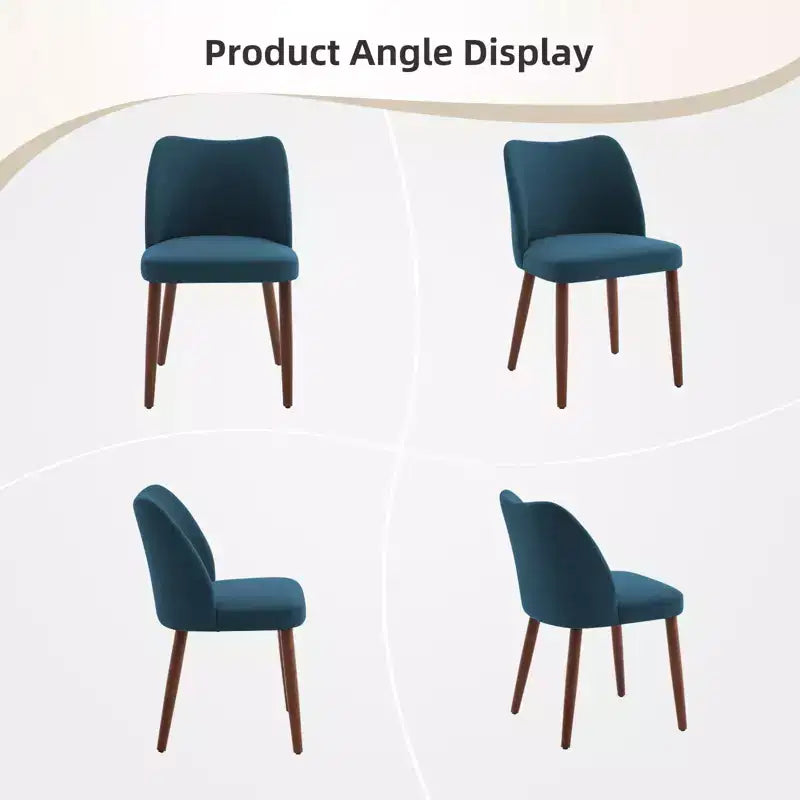 Set di 6 sedie da pranzo con schienale ad ala, schienale alto rivestito in lino con gambe in legno
