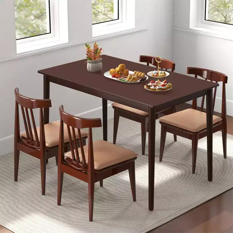 Tavolo da pranzo rettangolare da 122 cm per 4 persone con gambe in legno di caucciù, stile moderno di metà secolo