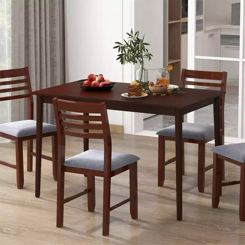 Tavolo da pranzo rettangolare da 122 cm per 4 persone con gambe in legno di caucciù, stile moderno di metà secolo