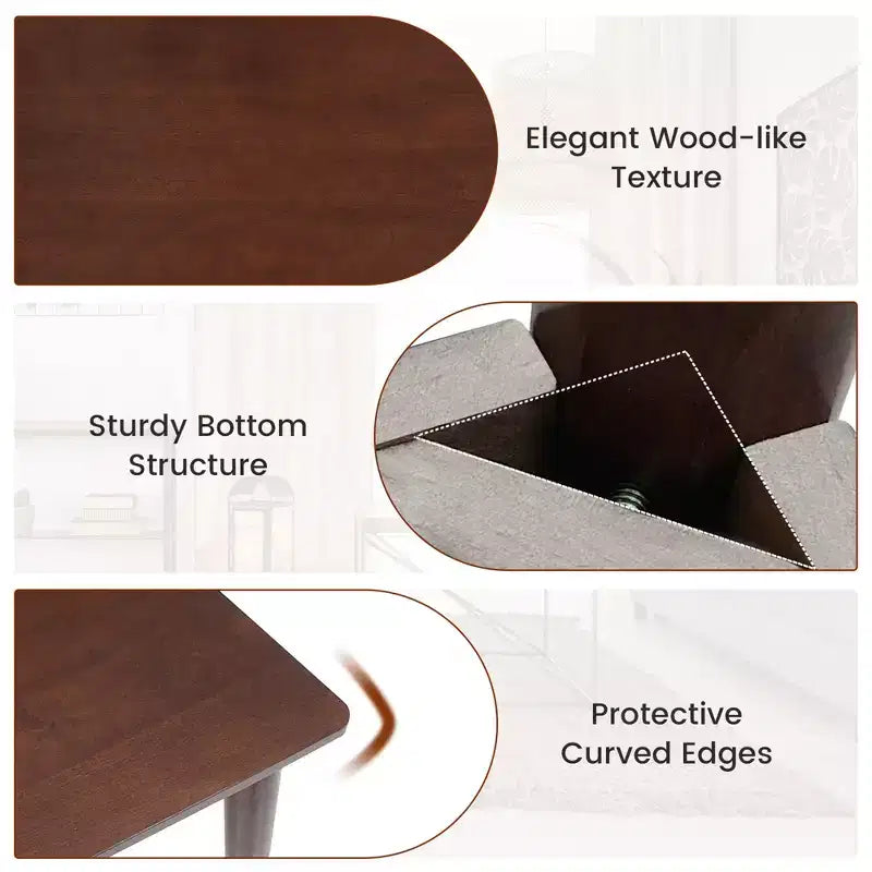 Tavolo da pranzo rettangolare da 122 cm per 4 persone con gambe in legno di caucciù, stile moderno di metà secolo
