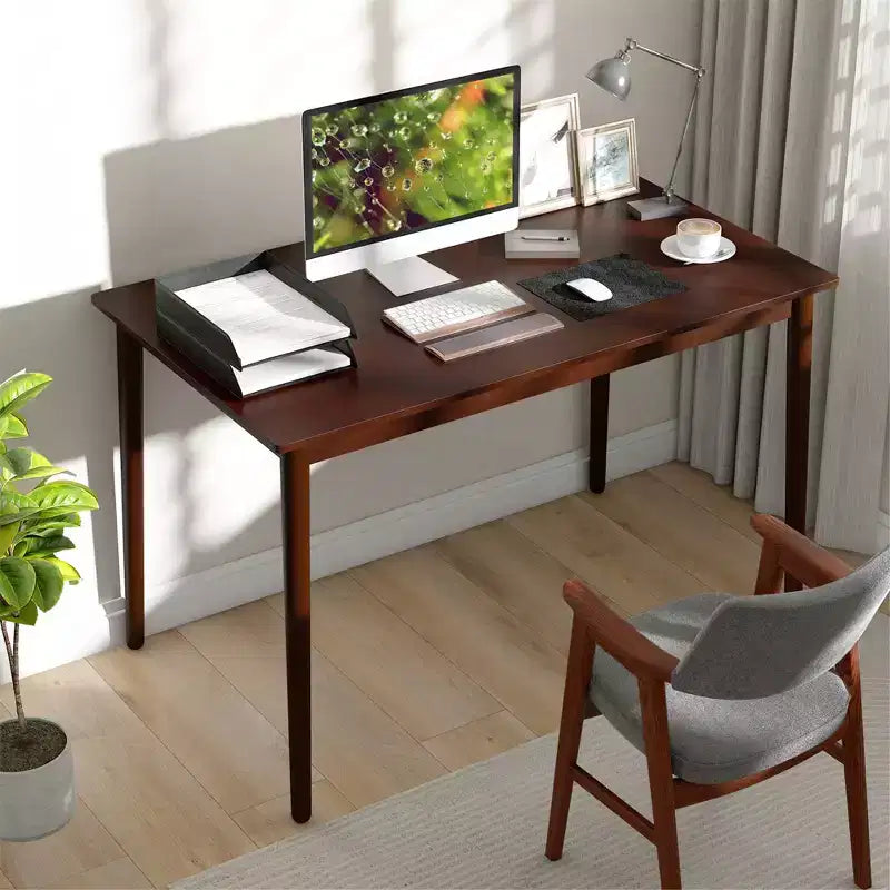 Tavolo da pranzo rettangolare da 122 cm per 4 persone con gambe in legno di caucciù, stile moderno di metà secolo