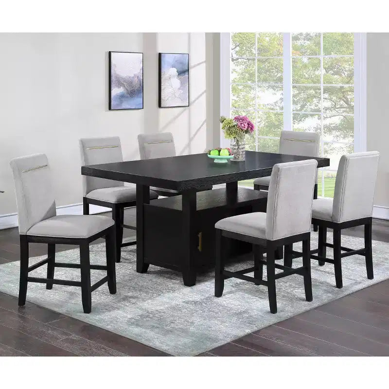 Yves Counter Height Dining Table with Storage Rubbed Charcoal - Steve Silver Co.