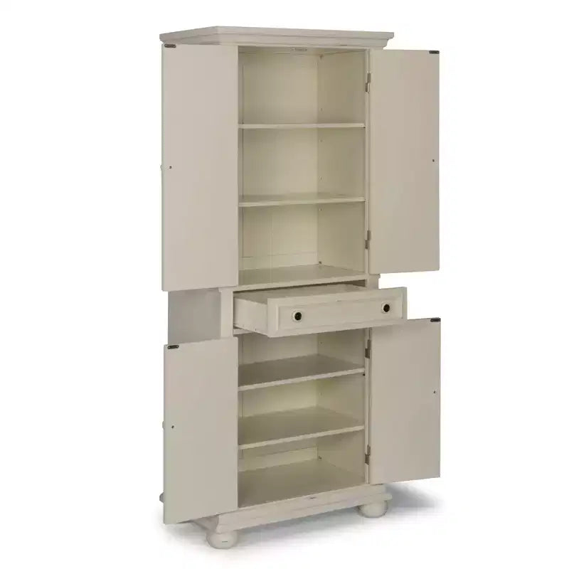 Mobile per dispensa da cucina bianco con ripiani regolabili e vano portaoggetti