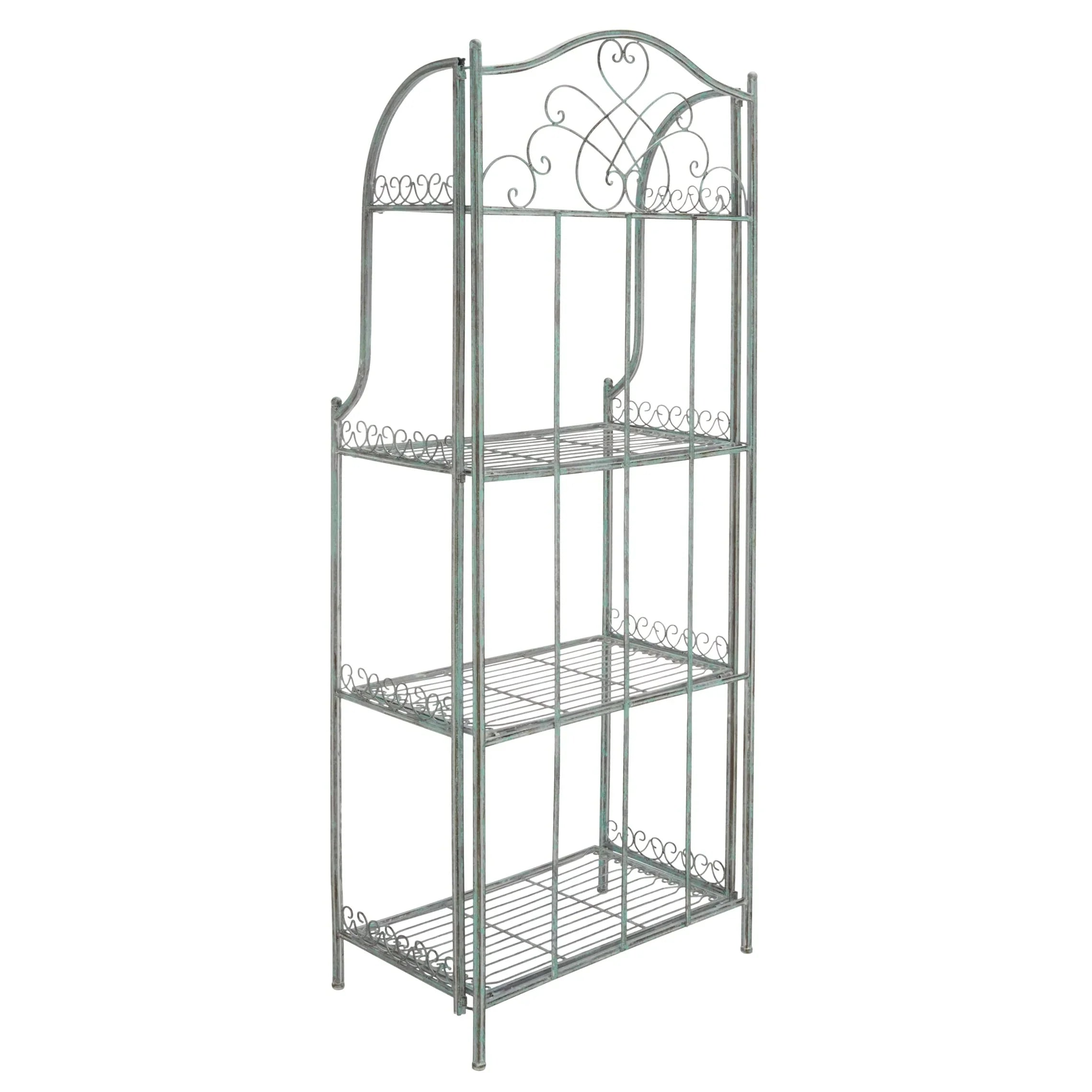 SAFAVIEH Bryn Scaffale da panettiere da esterno a 4 ripiani in ferro battuto vittoriano - 25 pollici L x 15 pollici P x 63 pollici H - 25 L x 15 P x 63 H