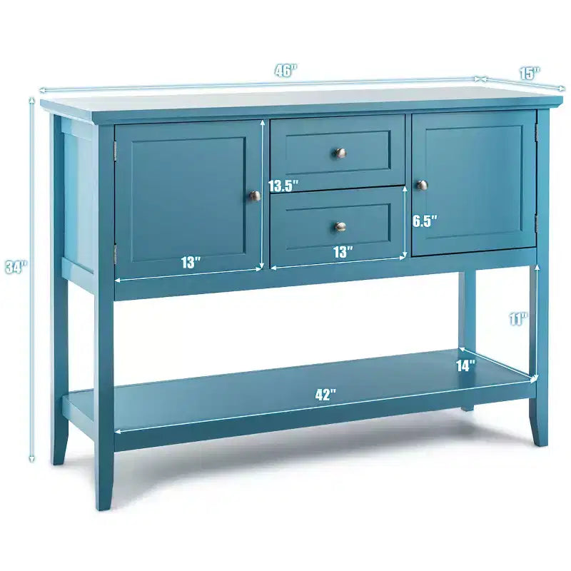 Credenza Consolle in Legno con Cassetti e Ante, Multicolore