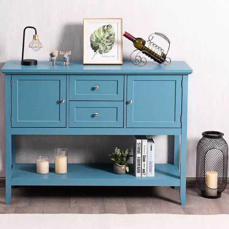 Credenza Consolle in Legno con Cassetti e Ante, Multicolore