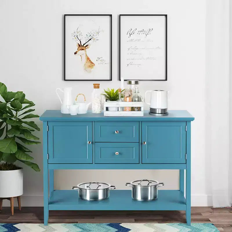 Credenza Consolle in Legno con Cassetti e Ante, Multicolore