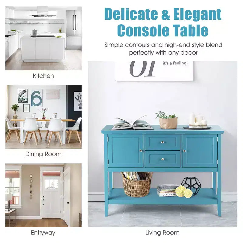 Credenza Consolle in Legno con Cassetti e Ante, Multicolore