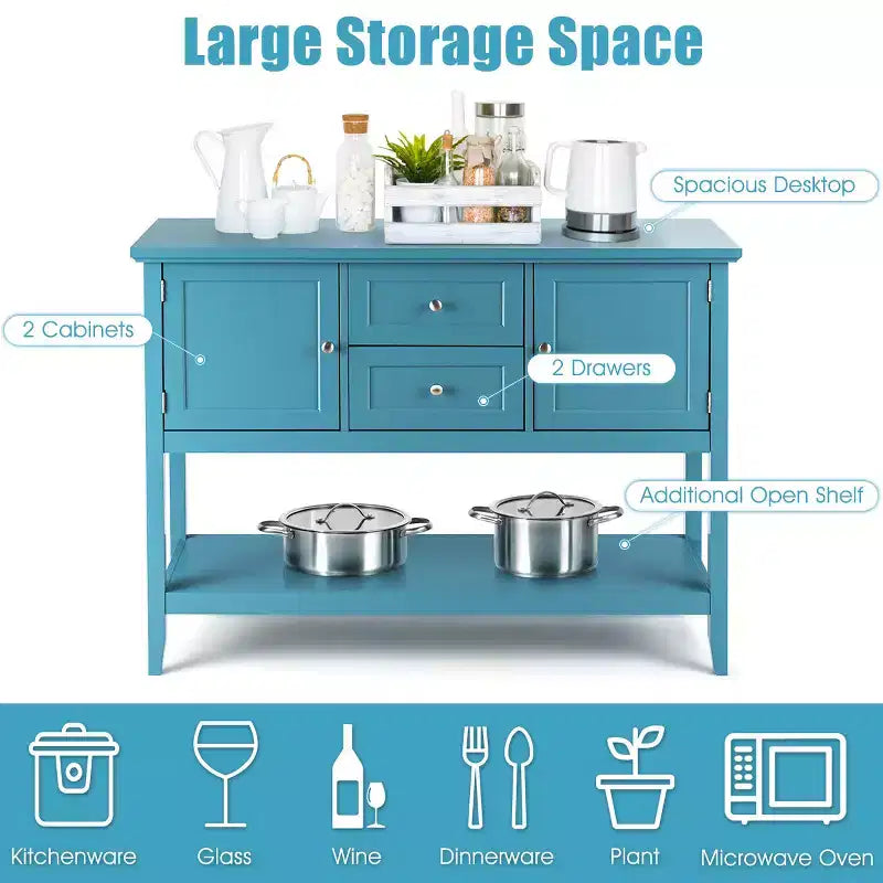 Credenza Consolle in Legno con Cassetti e Ante, Multicolore