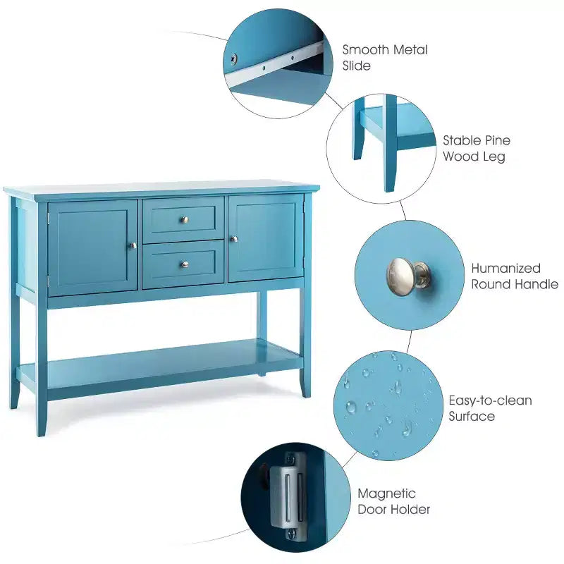 Credenza Consolle in Legno con Cassetti e Ante, Multicolore