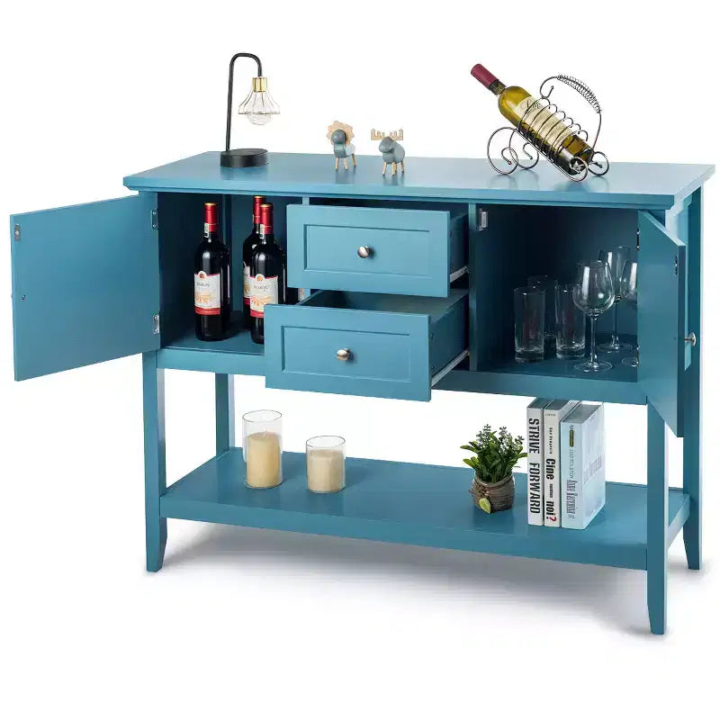 Credenza Consolle in Legno con Cassetti e Ante, Multicolore