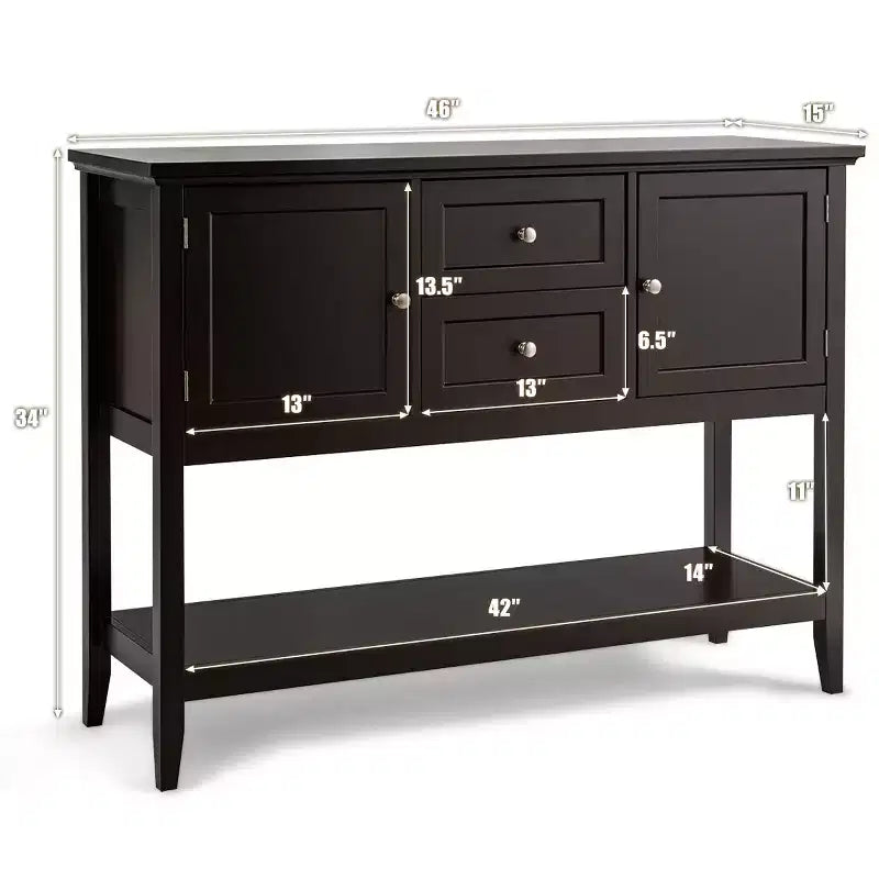 Credenza Consolle in Legno con Cassetti e Ante, Multicolore