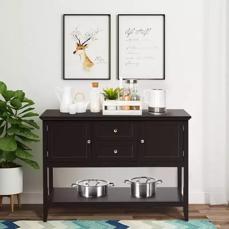 Credenza Consolle in Legno con Cassetti e Ante, Multicolore