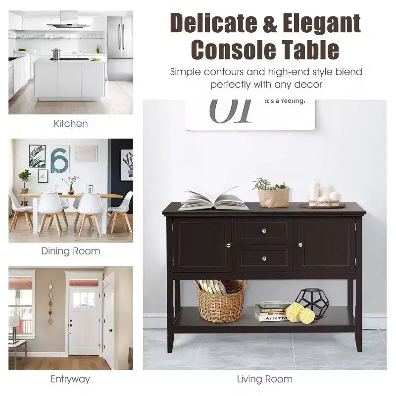 Credenza Consolle in Legno con Cassetti e Ante, Multicolore