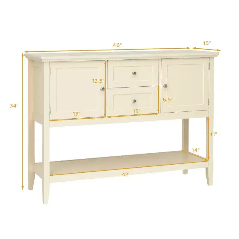Credenza Consolle in Legno con Cassetti e Ante, Multicolore