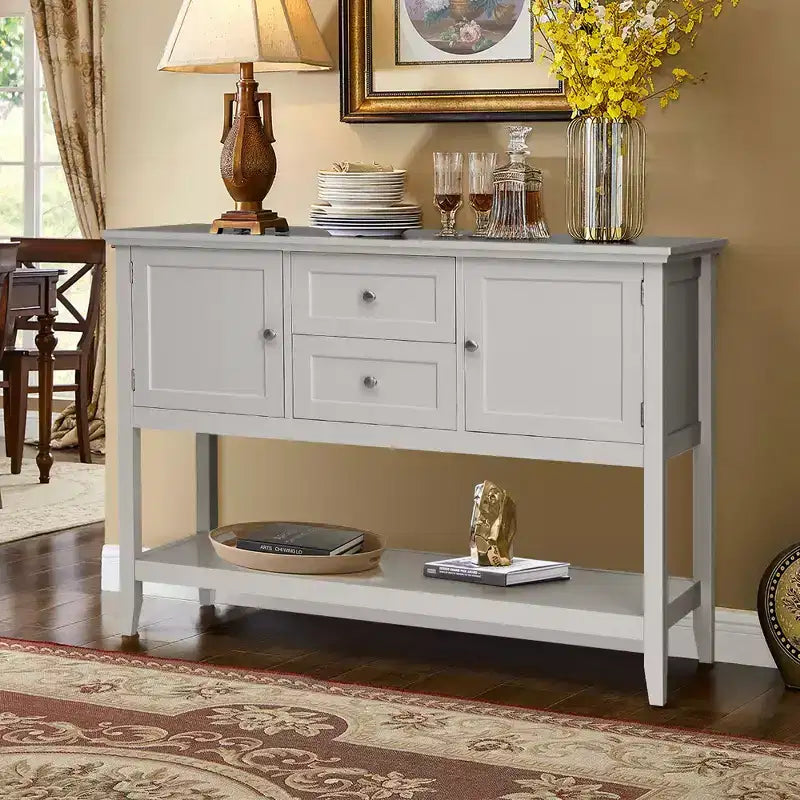 Credenza Consolle in Legno con Cassetti e Ante, Multicolore