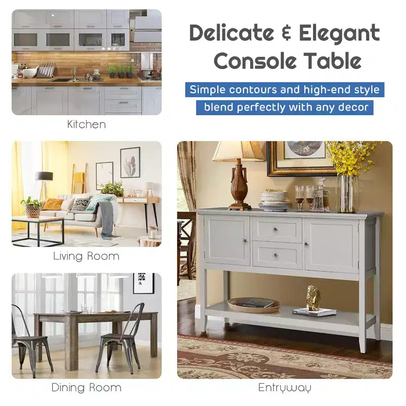 Credenza Consolle in Legno con Cassetti e Ante, Multicolore