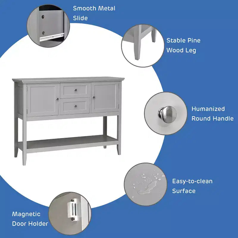Credenza Consolle in Legno con Cassetti e Ante, Multicolore