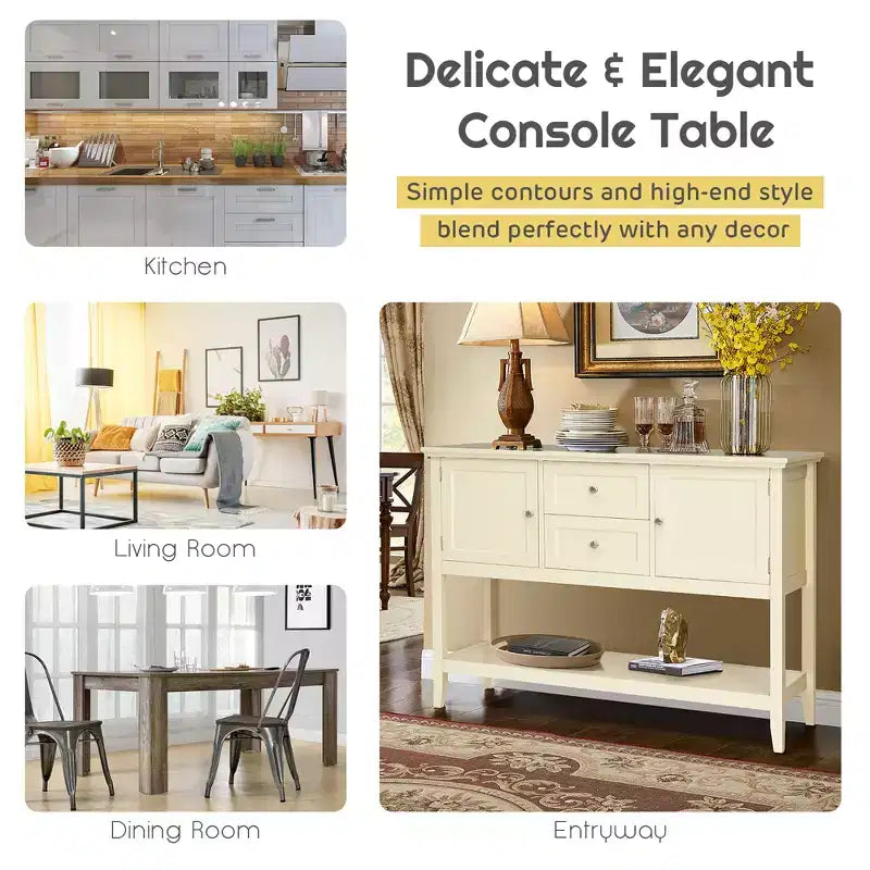 Credenza Consolle in Legno con Cassetti e Ante, Multicolore