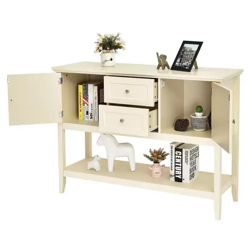 Credenza Consolle in Legno con Cassetti e Ante, Multicolore