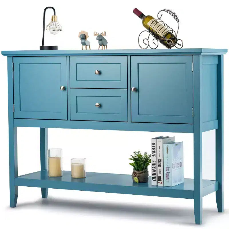 Credenza Consolle in Legno con Cassetti e Ante, Multicolore