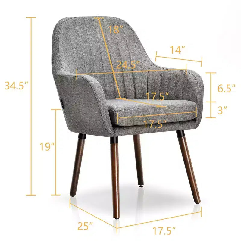 Set di 2 poltrone accentate rivestite in tessuto con gambe in legno, beige/grigio