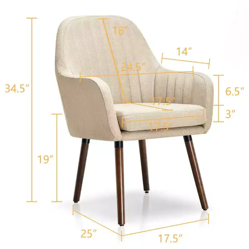 Set di 2 poltrone accentate rivestite in tessuto con gambe in legno, beige/grigio