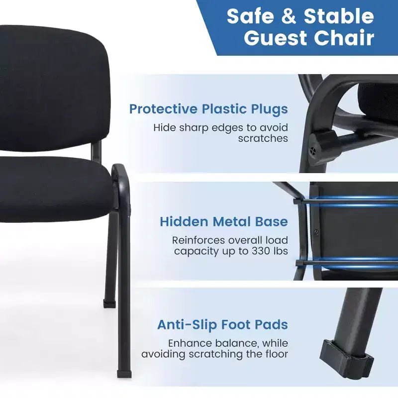 Costway Set of 10 Office Guest Chair Stackable Reception Chair Waiting Conference Room