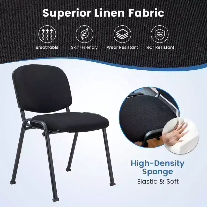 Costway Set of 10 Office Guest Chair Stackable Reception Chair Waiting Conference Room