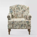 Yahweh Transitional Wooden Upholstered Floral Pattern Design Armchair with Panel Arms and Camelback| ART OF LIVING DESIGNS