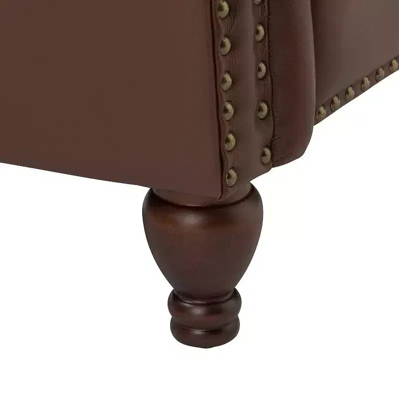 Set of 2 Justine Transitiona Wooden Upholstery Genuine Leather Recliner with Nailhead Trim for Living Room and Bedroom| ART OF LIVING DESIGNS