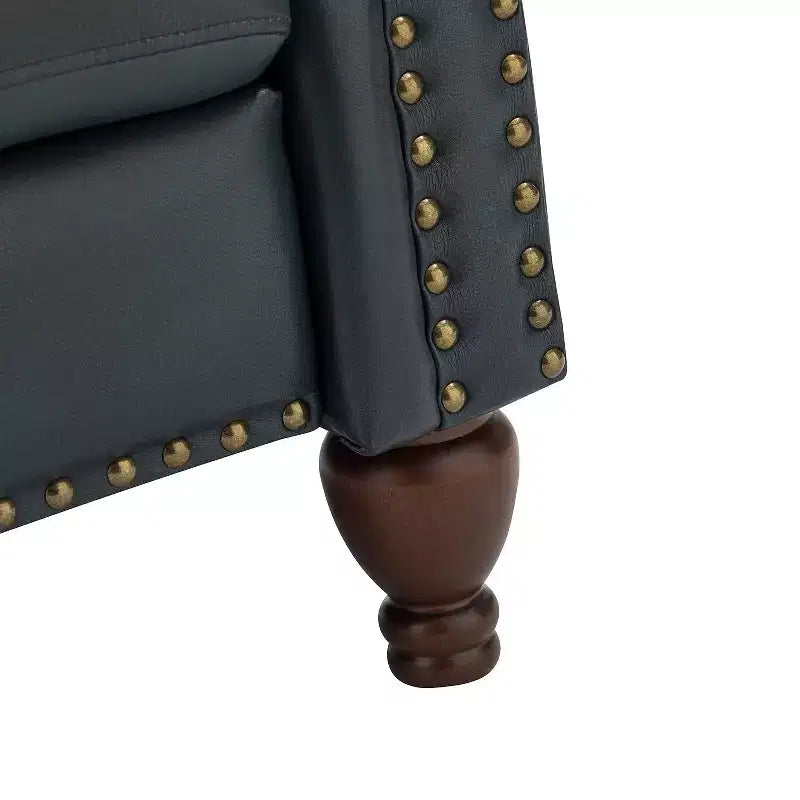 Set of 2 Justine Transitiona Wooden Upholstery Genuine Leather Recliner with Nailhead Trim for Living Room and Bedroom| ART OF LIVING DESIGNS