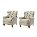 Set of 2 Justine Transitiona Wooden Upholstery Genuine Leather Recliner with Nailhead Trim for Living Room and Bedroom| ART OF LIVING DESIGNS