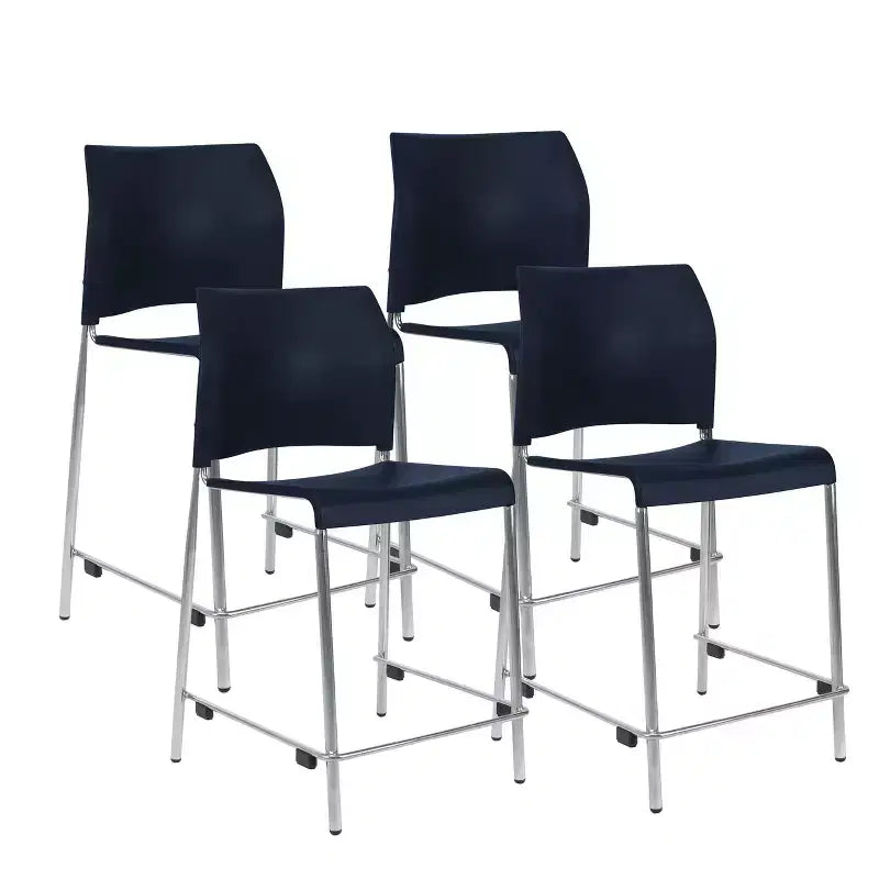 Set di 4 sgabelli da bar in plastica ad altezza bancone